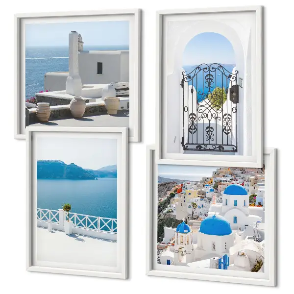 Gebouwen aan de Witte Zee, Griekenland set van posters met lijst