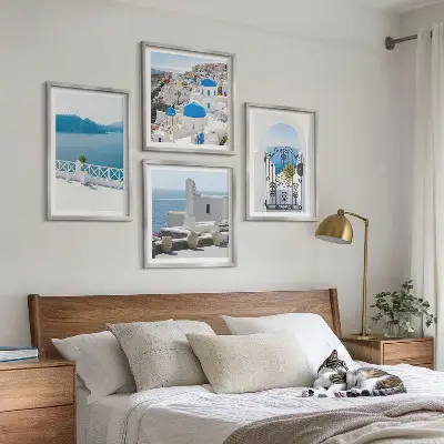 Gebouwen aan de Witte Zee, Griekenland set van posters met lijst
