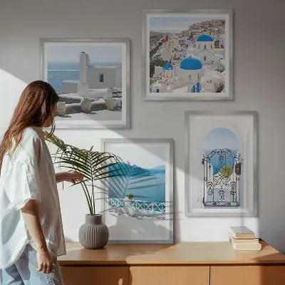 Gebouwen aan de Witte Zee, Griekenland set van posters met lijst