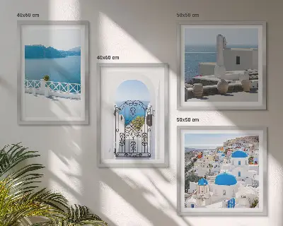 Gebouwen aan de Witte Zee, Griekenland set van posters met lijst