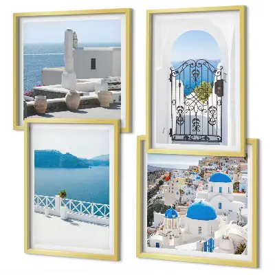 Gebouwen aan de Witte Zee, Griekenland set van posters met lijst