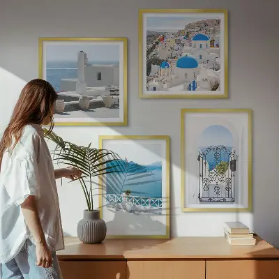 Gebouwen aan de Witte Zee, Griekenland set van posters met lijst