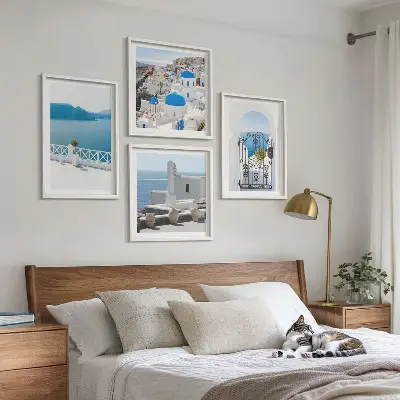 Gebouwen aan de Witte Zee, Griekenland set van posters met lijst