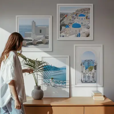Gebouwen aan de Witte Zee, Griekenland set van posters met lijst
