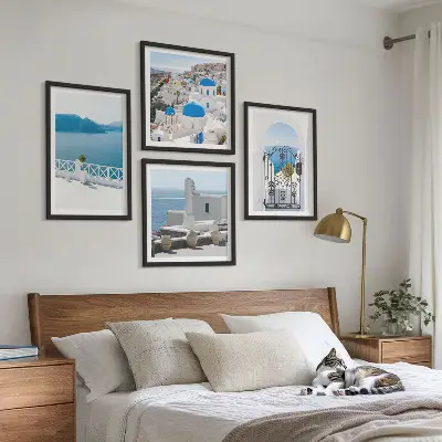 Gebouwen aan de Witte Zee, Griekenland set van posters met lijst