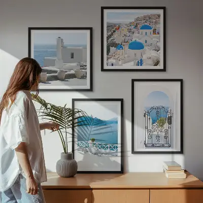 Gebouwen aan de Witte Zee, Griekenland set van posters met lijst