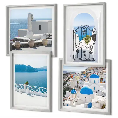 Gebouwen aan de Witte Zee, Griekenland set van posters met lijst