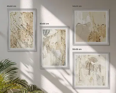 Beige abstracte vormen en lijnen meerluik in lijst