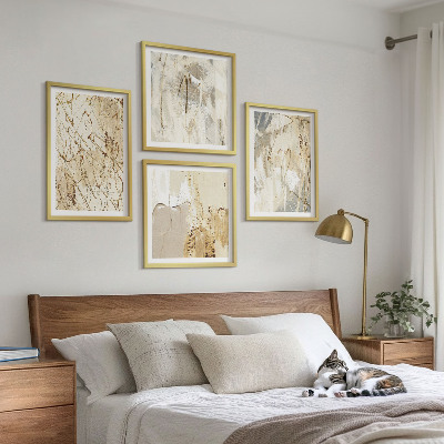 Meerluik in lijst Beige abstracte vormen en lijnen