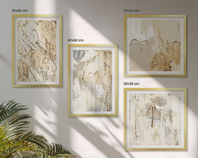 Meerluik in lijst Beige abstracte vormen en lijnen