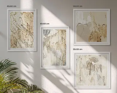 Beige abstracte vormen en lijnen meerluik in lijst