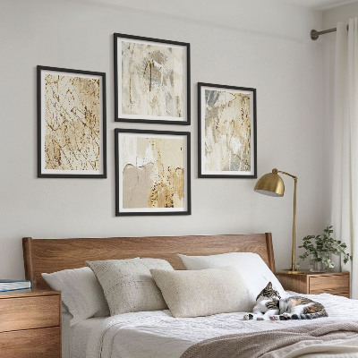 Meerluik in lijst Beige abstracte vormen en lijnen
