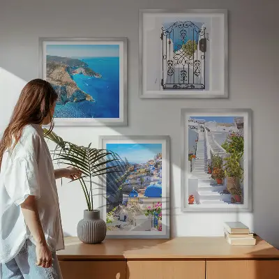 Santorini Griekse architectuur Oia set van posters met lijst