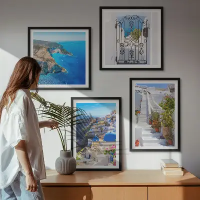 Santorini Griekse architectuur Oia set van posters met lijst
