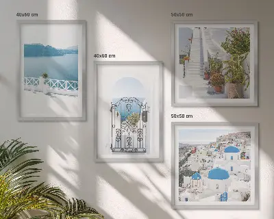 Witte trap met zeeplanten meerluik in lijst