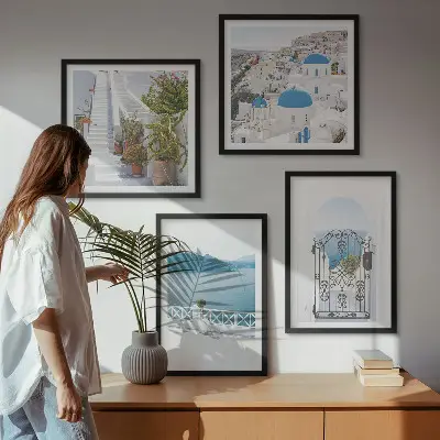 Witte trap met zeeplanten meerluik in lijst