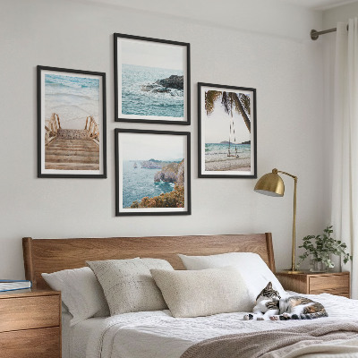 Set van posters met lijst Trap strand zee uitzicht schommel