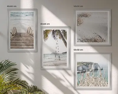 Strandtrap aan zee schilderij meerluik in lijst