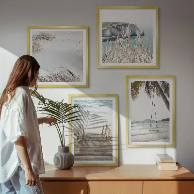 Strandtrap aan zee schilderij meerluik in lijst