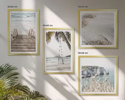 Strandtrap aan zee schilderij meerluik in lijst