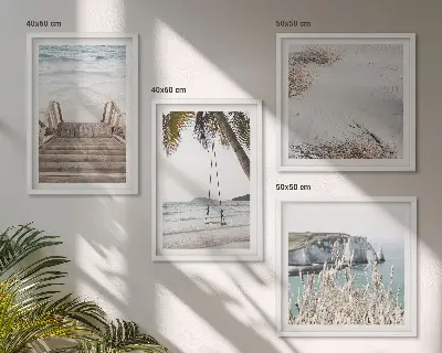 Strandtrap aan zee schilderij meerluik in lijst