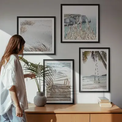 Strandtrap aan zee schilderij meerluik in lijst