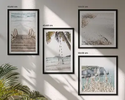 Strandtrap aan zee schilderij meerluik in lijst