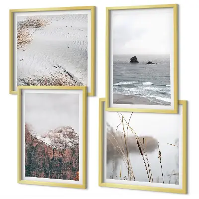 Abstracte golven in grijs pastel set van posters met lijst