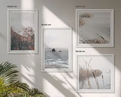 Abstracte golven in grijs pastel set van posters met lijst