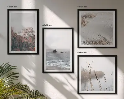 Abstracte golven in grijs pastel set van posters met lijst