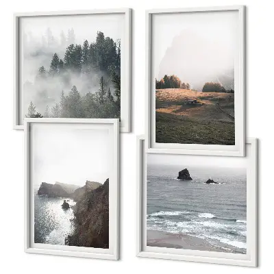 Set van posters met lijst Landschappen van bergen en zee