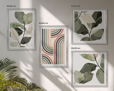 Set van posters met lijst Geometrische plantmotieven