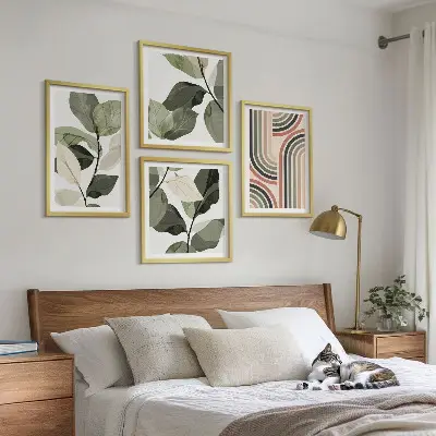 Geometrische plantenposters set inclusief lijsten
