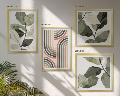 Set van posters met lijst Geometrische plantmotieven
