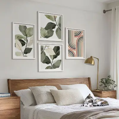 Geometrische plantenposters set inclusief lijsten