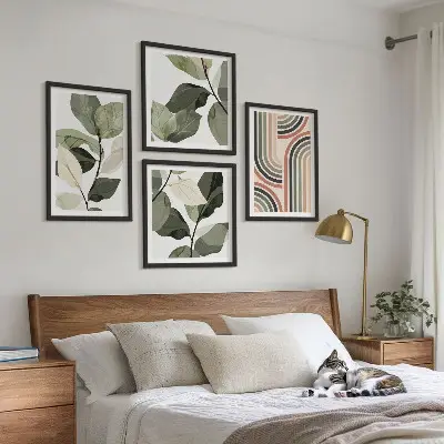 Geometrische plantenposters set inclusief lijsten