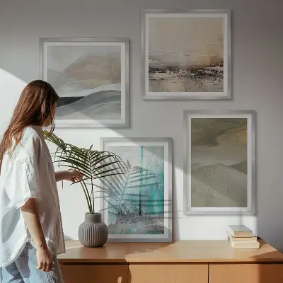 Geschilderde abstracte decoraties meerluik in lijst