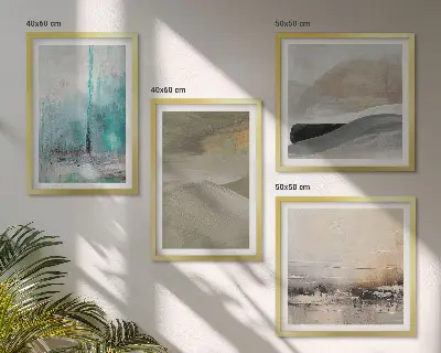 Geschilderde abstracte decoraties meerluik in lijst
