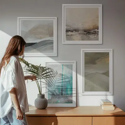 Geschilderde abstracte decoraties meerluik in lijst