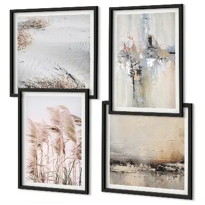 Abstracte vegetatiepatronen set van posters met lijst