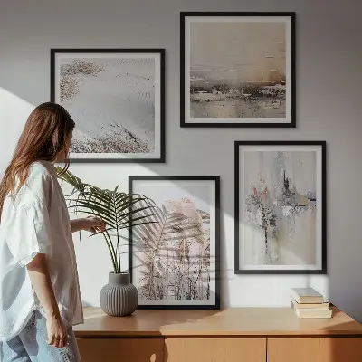 Abstracte vegetatiepatronen set van posters met lijst