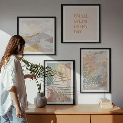 Abstracte pastelpatronen meerluik in lijst