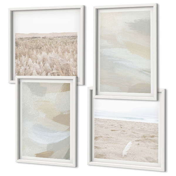 Set van posters met lijst Abstracte achtergrond met subtiele penseelstreken.
