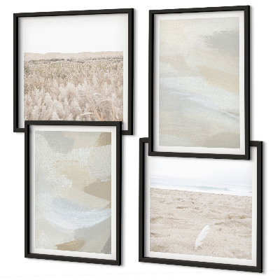 Set van posters met lijst Abstracte achtergrond met subtiele penseelstreken.