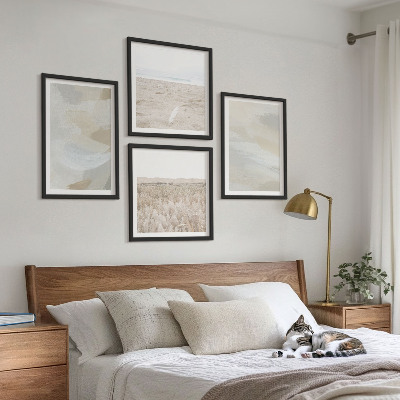 Set van posters met lijst Abstracte achtergrond met subtiele penseelstreken.