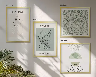 Meerluik in lijst met lijnen, plantpatronen en minimalisme