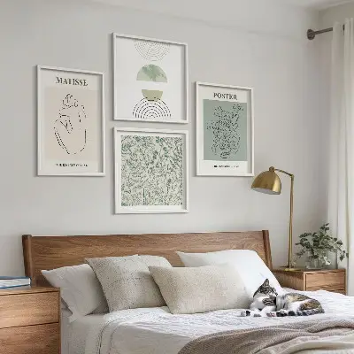 Meerluik in lijst met lijnen, plantpatronen en minimalisme