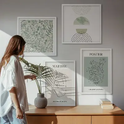 Meerluik in lijst met lijnen, plantpatronen en minimalisme