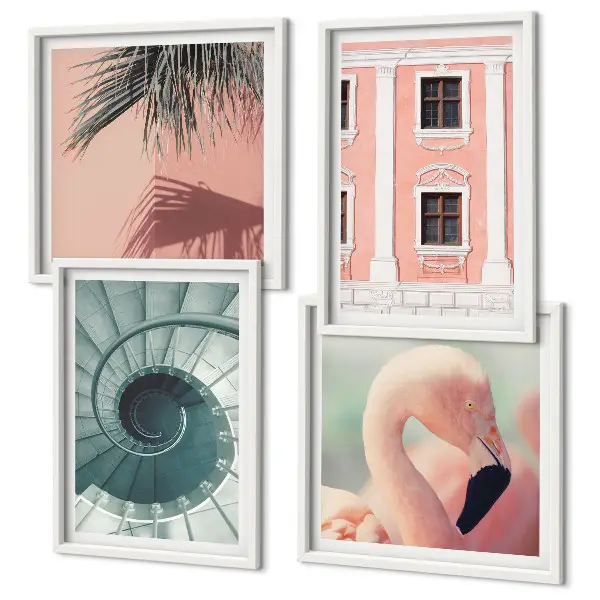 Architectuur pastelpatronen set van posters met lijst