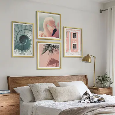 Architectuur pastelpatronen set van posters met lijst
